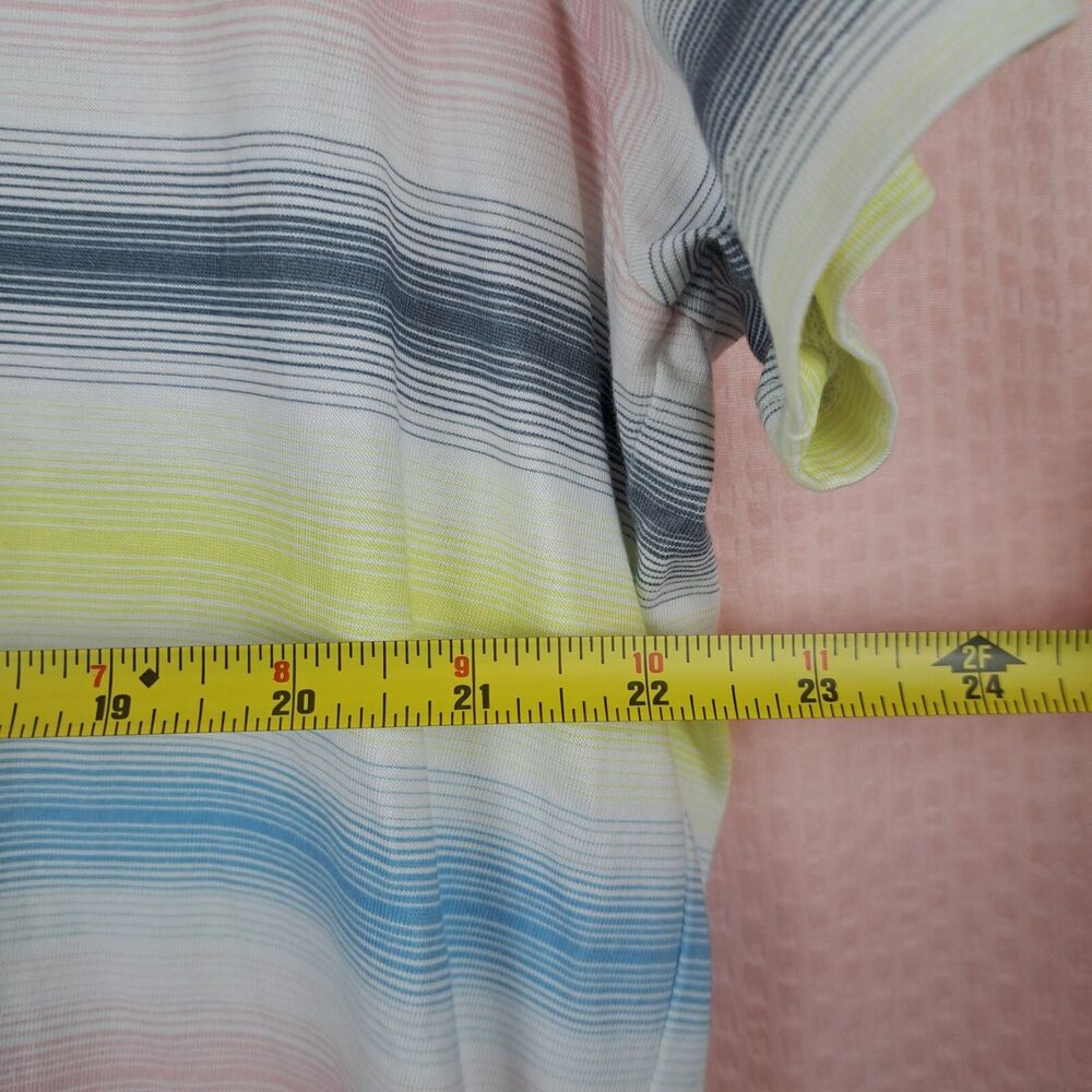 Lands’ End Pastel Striped Short Sleeve Cotton T Shirt Size L 100% Cotton - Picture 3 of 11